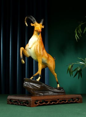 纯铜领头羊摆件生肖羊新中式家居客厅办公室桌面摆设开业乔迁礼品