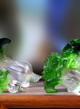 百财齐聚琉璃白菜摆件居家客厅商铺前台乔迁开业商务送礼中式礼品