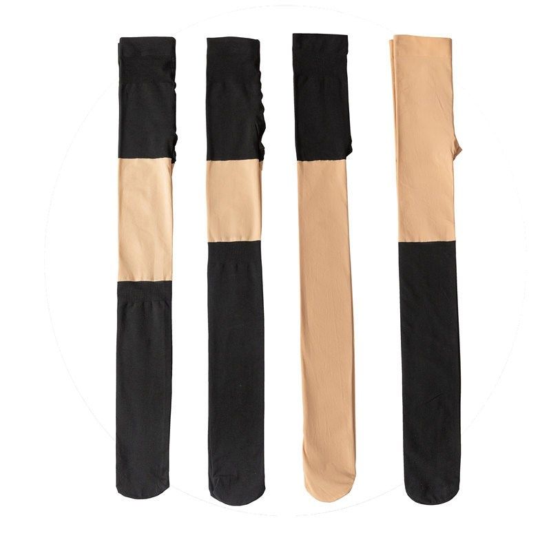 夏季薄款拼接丝袜假两件女双色肉色黑色假大腿过膝小腿打底连裤袜,淘宝优惠券,粉丝福利购,淘宝优惠卷