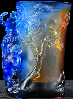 琉璃招财牛笔筒摆件创意办公室桌装饰品送老师教师节毕业定制礼品