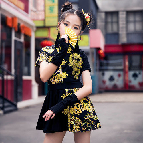 六一儿童节表演服装中国风走秀合唱团演出服套装潮女童旗袍夏季 - 图1