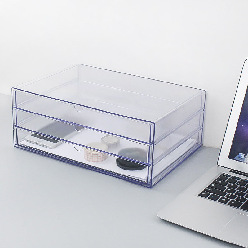 包邮亚克力透明加厚三层桌面型文件收纳柜资料柜抽屉式塑料办公柜,淘宝优惠券,粉丝福利购,淘宝优惠卷