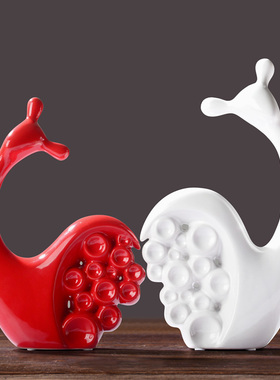 摆件家居装饰品车上卧室客厅红酒架玄关情侣蜗牛可爱陶瓷创意摆件