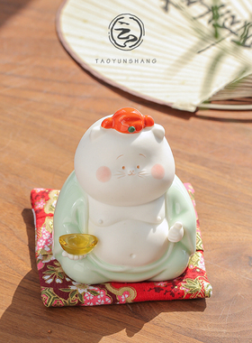 创意招财猫陶瓷摆件可爱猫咪萌宠家居摆件装饰桌面工艺品开业送礼