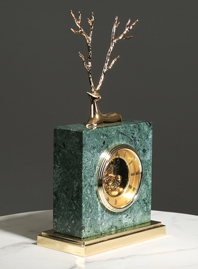 欧式大理石铜座钟客厅电视柜书桌装饰创意时钟摆件摆钟轻奢装饰品