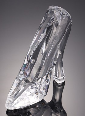 灰姑娘水晶鞋结婚摆件公主透明玻璃鞋情人节O礼物送女友纪念日礼