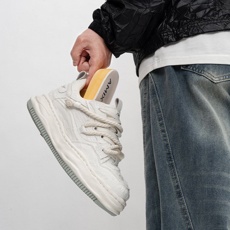 白色厚底帆布鞋男女情侣款休闲面包鞋小众7cm隐形内增高溶解板鞋,淘宝优惠券,粉丝福利购,淘宝优惠卷