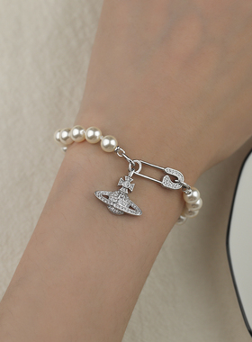 西太后珍珠手链浮雕土星微镶