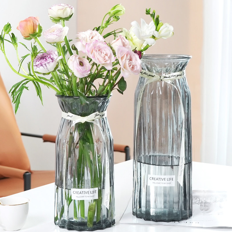 【二件套】大号玻璃花瓶透明水培鲜花富贵竹百合花瓶客厅插花摆件,淘宝优惠券,粉丝福利购,淘宝优惠卷