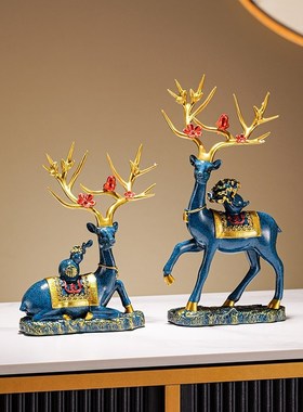 金色麋鹿摆件电视柜酒柜轻奢摆件创意结婚礼物搭配客厅家居装饰品