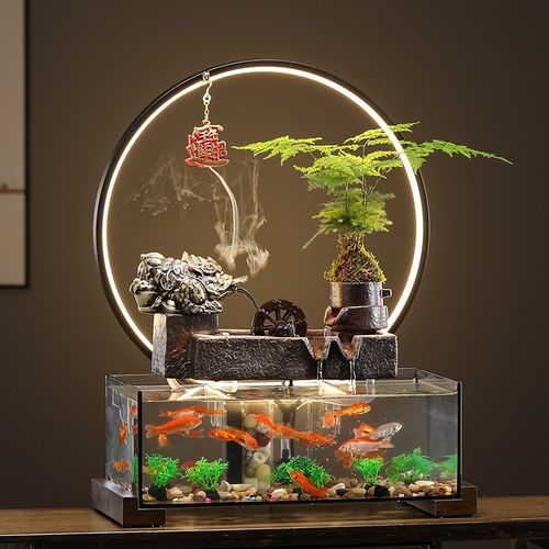 招财貔貅金蟾流水玻璃鱼缸循环水中式客厅办公室乔迁新居礼品 - 图3