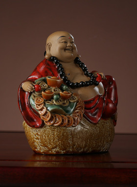 石湾陶瓷公仔工艺精品家居电视酒柜门客厅饰品招财弥勒笑佛像摆件