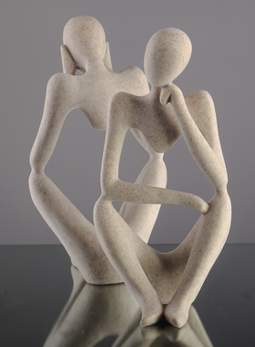 北欧创意抽象人物思考者摆件工艺品书房客厅电视柜轻奢软装装饰品