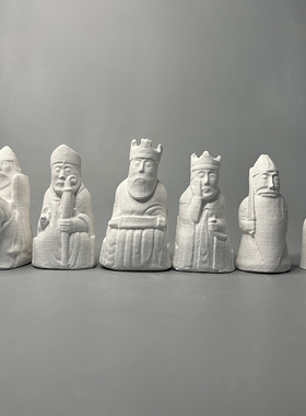 北欧大英博物馆刘易斯棋子复古石膏像雕塑摆件复刻捂脸皇后礼品