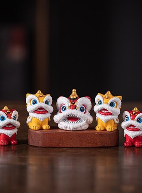 国潮喜庆小醒狮摆件高级感小众桌面装饰品创意舞狮招财萌宠送礼物