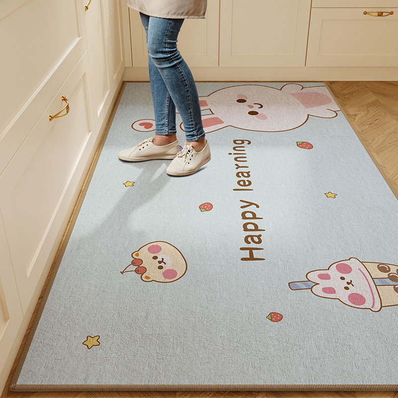 兔年新年厨房地垫吸水防水防油防滑长条家用脚垫子耐脏整满铺地毯 - 图0