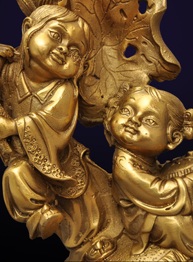 黄铜和合二先摆件朋友结婚礼物婚姻新婚工艺品婚房婚礼装饰品