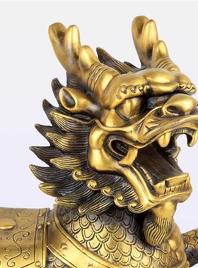 铜艺坊 铜麒麟摆件一对特大号火麒麟家居客厅办公室装饰品摆设