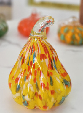 玻璃彩色南瓜琉璃工艺品书房酒柜客厅软装摆件家庭装饰品网红摆设