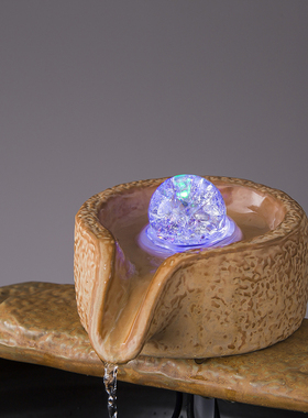 办公室桌面陶瓷流水喷泉招u财风水轮小水景鱼缸蝉意加湿器开业礼