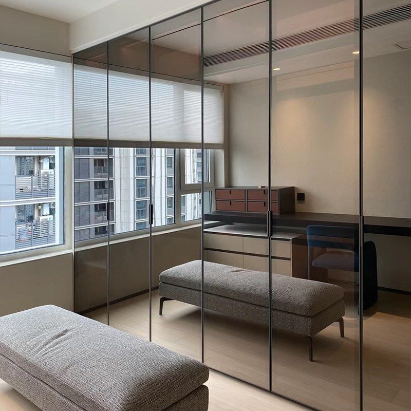 衣帽间钢化镜面玻璃门定制书柜酒柜镀膜玻璃轻奢极简铝合金隐框门,淘宝优惠券,粉丝福利购,淘宝优惠卷