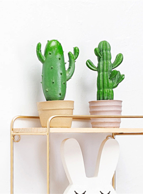 仙人掌火烈鸟摆件客厅办公室桌面女生小清新北欧创意可爱车内装饰