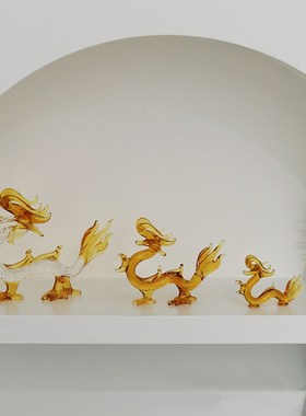 十二生肖龙摆件 水晶电视柜酒柜玄关儿童房家居轻奢装饰品小茶宠