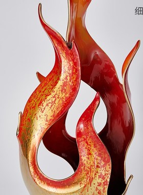 轻奢极简火焰雕塑摆件客厅玄关售楼处酒店大堂过道中式软装艺术品