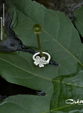 cheng 露水桃花开口戒指 原创设计925银戒指可调节气质浪漫