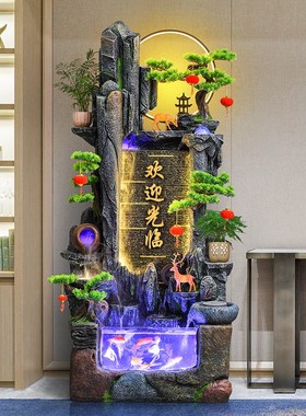 假山流水招财喷泉摆件客厅阳台循B环水景观办公室鱼缸加湿器装饰