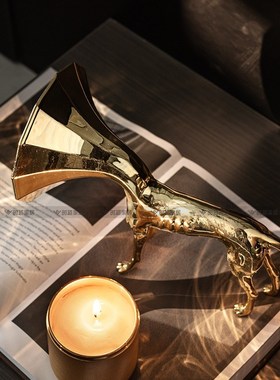 喇叭马摆件客厅玄关酒柜工艺品酒D店样板间艺术高级感软装装饰品