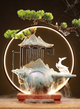 招财流水摆件创意家居玄关生财喷泉客厅办公室桌面装饰品开业礼品