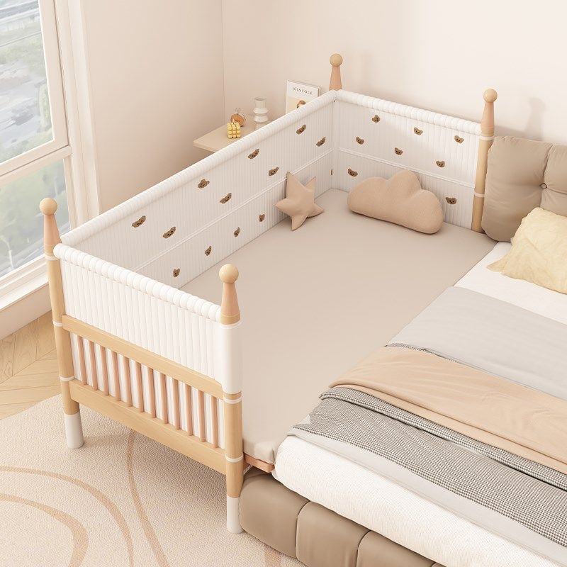 榉木拼接床宝宝加宽大床边加高护栏婴儿床延边实木儿童床大人可睡,淘宝优惠券,粉丝福利购,淘宝优惠卷