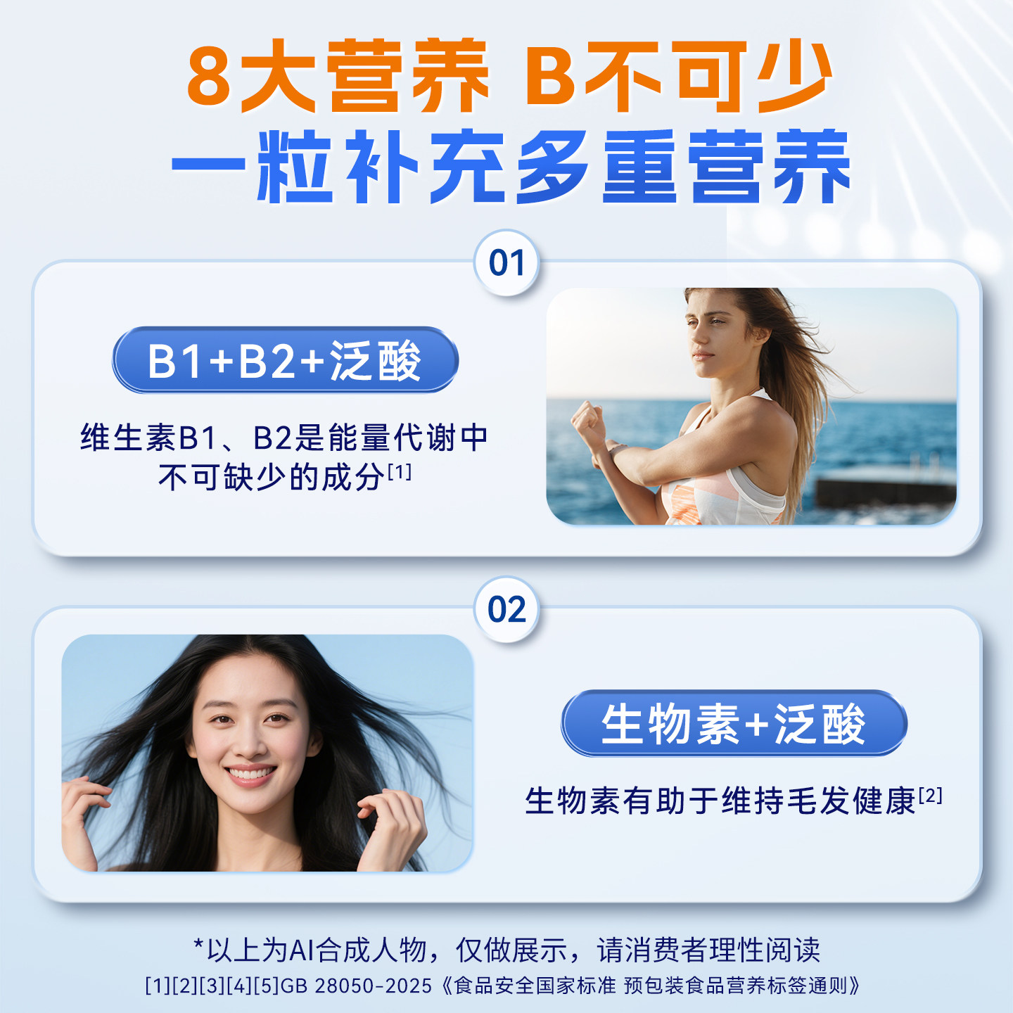 Doppelherz双心维生素B族复合片多种vb叶酸生物素烟酰胺男女代谢