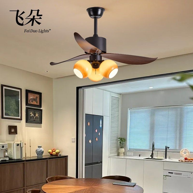 飞朵 法式中古风扇灯餐厅卧室书房复古吊扇灯头电风扇一体风扇灯,淘宝优惠券,粉丝福利购,淘宝优惠卷