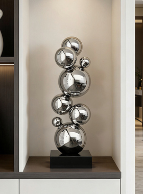 轻奢不锈钢圆球摆件客厅玄关