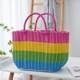Plastic woven shopping basket colorful handmade vegetables basket bag grocery shopping bath basket bathroom rattan bathroom basket storage picnic