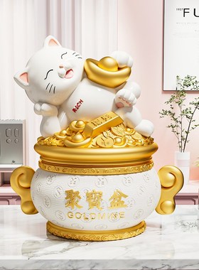 新中式聚宝盆招财猫摆件开业礼物高级感新店前台存钱罐装饰摆设