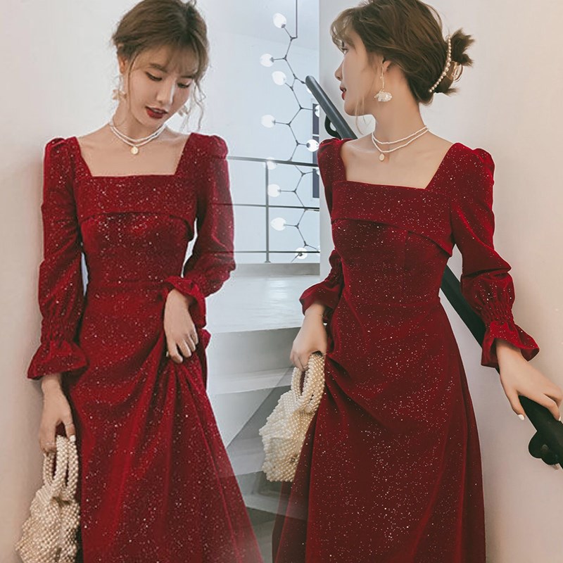 敬酒服新娘新款高级感订婚连衣裙回门宴会红色晚礼服气质平时可穿 - 图0