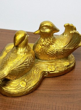 纯铜家居客厅工艺品结婚订婚礼物情人节爱心摆件鸳鸯戏水婚房装饰