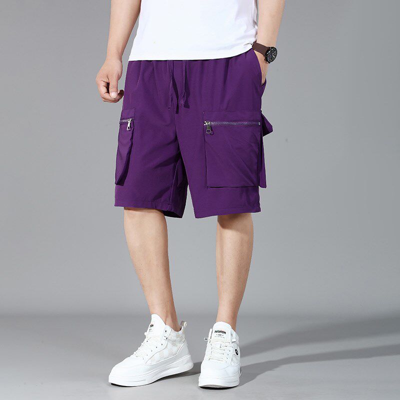12XL多口袋工装短裤男宽松薄款卡其紫色2024裤衩男外穿五分裤大码,淘宝优惠券,粉丝福利购,淘宝优惠卷
