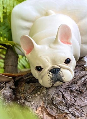 陶瓷轻奢小众法斗摆件陶艺装饰卡通客厅创意手工桌面家居可爱治愈