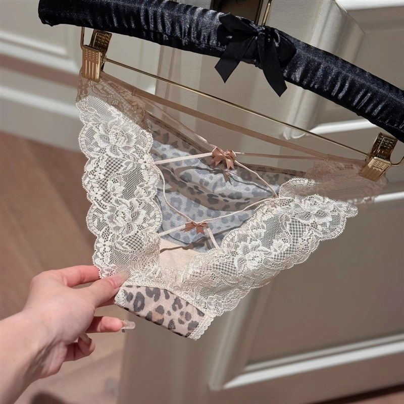LA欲涩情迷*性感蕾丝豹纹交叉绑带镂空低腰蝴蝶结三角内裤,淘宝优惠券,粉丝福利购,淘宝优惠卷