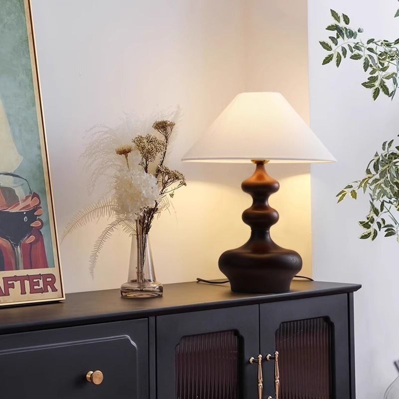 法式复古实木台灯中古客厅书房创意轻奢高级感落地卧室床头氛围灯 - 图3