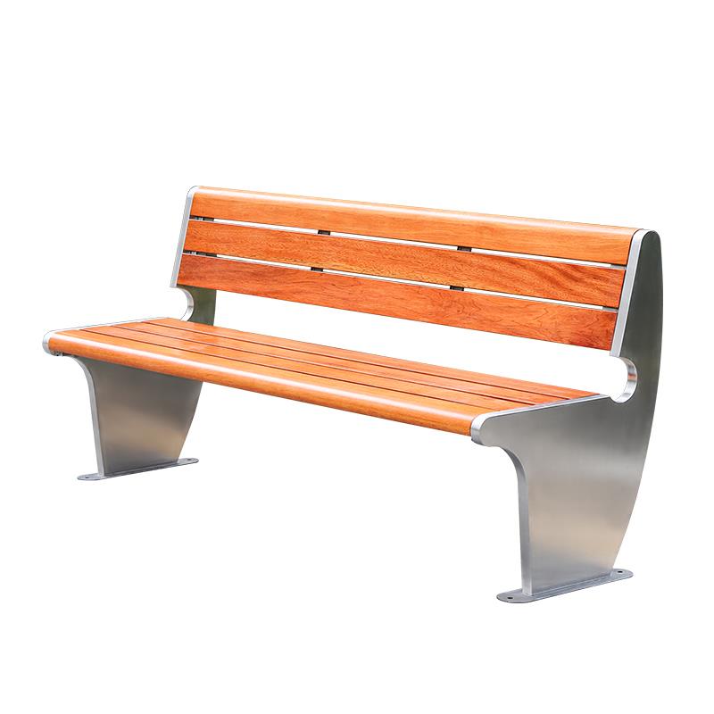 公园椅不锈钢户外防腐木长条凳室外社区长凳双人休闲 座椅塑木长 - 图3