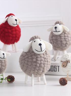 ins北欧绵羊毛线编织羊超萌治愈系摆件玩偶家居卧室客厅装饰品