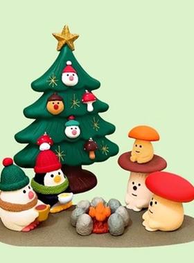 圣诞节礼物ZAKKA圣诞老人文鸟雪人日式猫蘑菇森林的圣诞舞会摆件