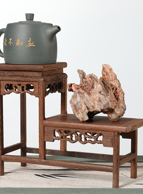 鸡翅木博古架小型紫砂壶茶具实木多宝格茶杯展示架