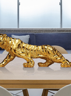 大号金钱豹老虎办公室博古架装饰品前台收银台招财业送礼品