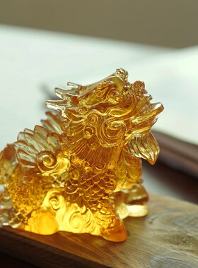 龙年吉祥物飞天麒麟招财一对客厅茶桌茶宠装饰创意小